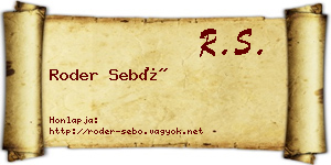 Roder Sebő névjegykártya